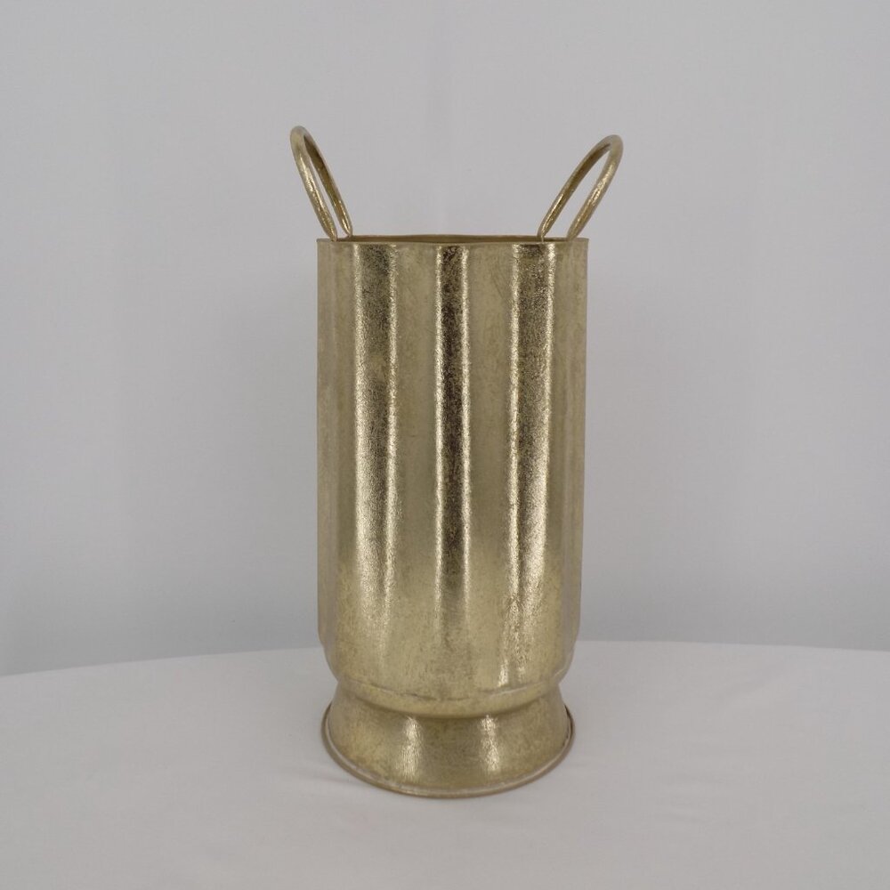 Ashland Gold Tone Tall Metal Flower Vase Handles Fall Autumn Blush Romance New - Picture 3 of 8